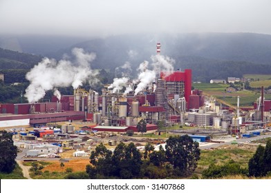 Paper Mill. Paper Factory Pollution