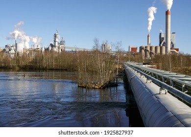 Paper Mill On A Beautiful Spring Day