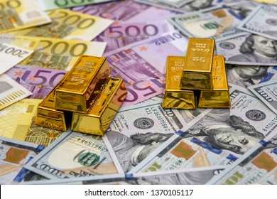 Paper Money And Gold Ingot, Close Up