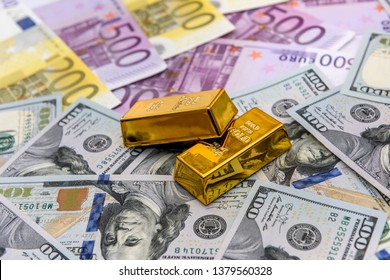 Paper Money And Gold Ingot, Close Up