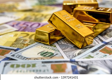 Paper Money And Gold Ingot, Close Up