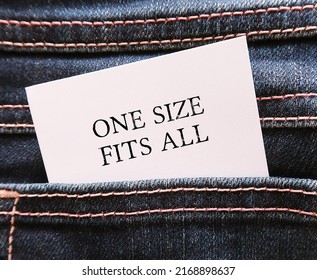 Paper Note In Jean Pocket With Text Written - One Size Fits All - Means Products Designed To Fit People Of Wide Range Of Sizes Or One Style Procedure Would Fit In All Related Applications