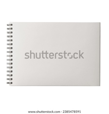Paper notebook with coil binding, horizontal. Spiral bound journal. Realistic, photography, isolated on white background.