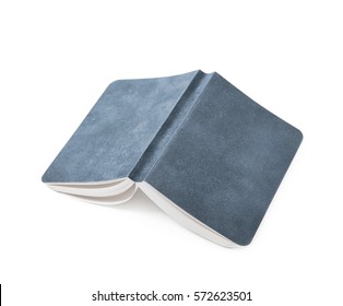 Paper notebook with a leather cover isolated over the white background