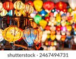 Paper ornamental lanterns in Hoi An Ancient town night market shop