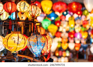 Paper ornamental lanterns in Hoi An Ancient town night market shop - Powered by Shutterstock