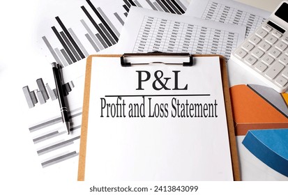 Paper with P and L on a chart background, business