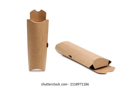 Paper packaging for doner kebab and shawarma on a white background. Two angles, isolated object.