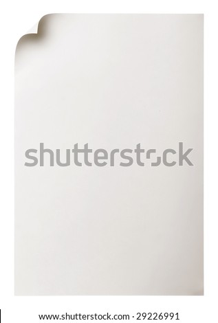Paper page curl isolated on white.