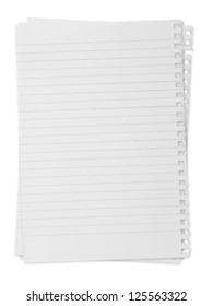 Paper Page Notebook. Textured Isolated On The White Backgrounds