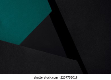 Paper for pastel overlap in teal and black colors for background, banner, presentation template. Creative trendy background design in natural colors. Background in 3d style. स्टॉक फोटो
