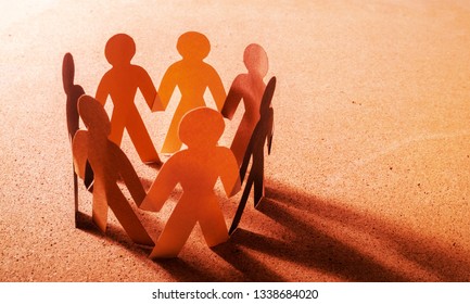 Paper People In A Circle Holding Hands