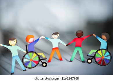 Paper People Disabled Holding Hands Stock Photo 1162247968 | Shutterstock