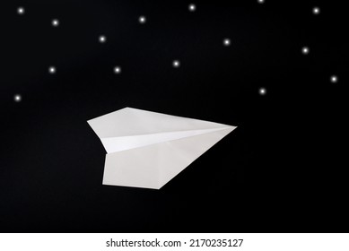 Paper Plane On Black Background, Minimalist Mockup