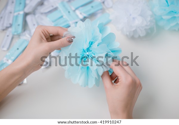 Paper Pompom Home Decoration Handmade Making Stock Photo Edit Now