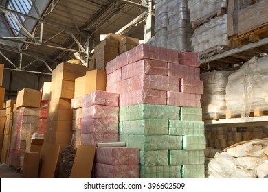 Paper Products And Goods Storehouse With Boxes