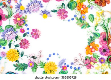 Paper quilling,colorful paper flowers.