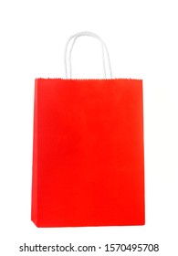 Paper Red Shopping Or Gift Bag Isolated On White Background. The Concept Of Shopping Or Gifts.