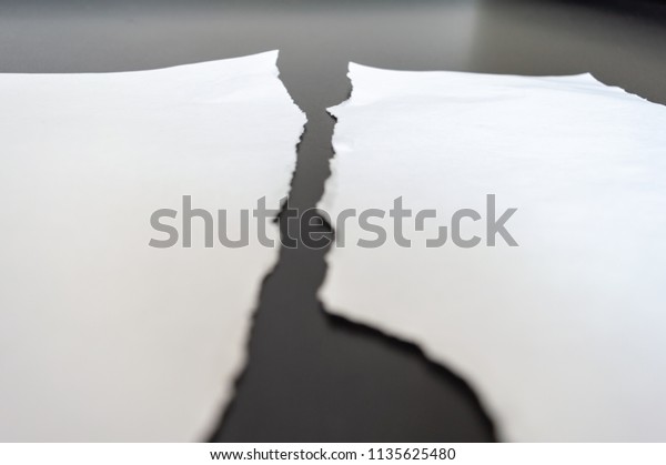 Paper ripped in two\
pieces