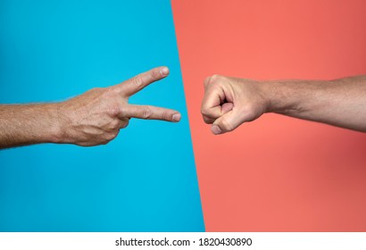 Paper, Rock Scissors Hand Signs