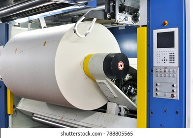 Paper Rolls In A Printing Machine Of A Large Print Shop