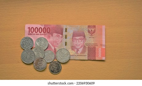 Paper Rupiah Currency And Coins, Legal Tender In Indonesia.