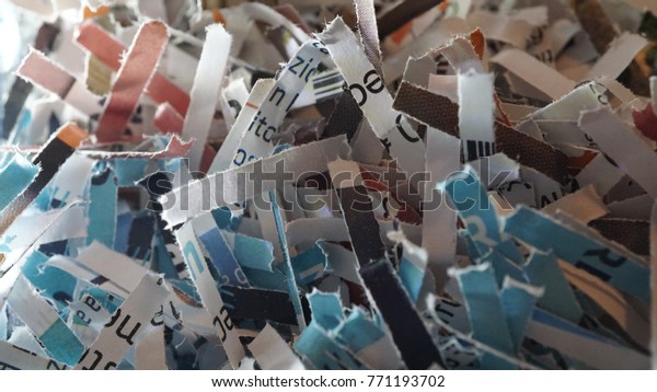 paper scraps of shredding\
documents\
