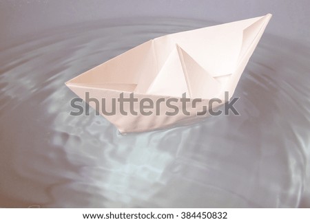  Paper ship in water picture vintage
