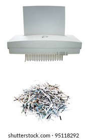 Paper Shredder And Shred Mount Isolated On White Background