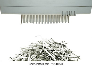 Paper Shredder And Shred Mount Isolated On White Background