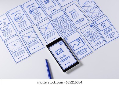 Paper sketches for mobile interface design. Designing responsive content for mobile website