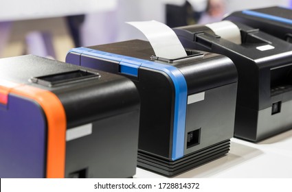 paper slip exit from thermal printer ; business background 
