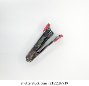 Paper Stapler For Office, School And Home Supplies. Taken With A White Paper Background.