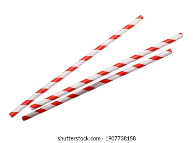 Paper straws pile isolated on white background and texture with clipping path, eco friendly