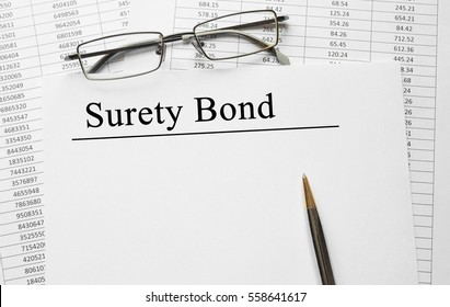 Paper With Surety Bond On A Table