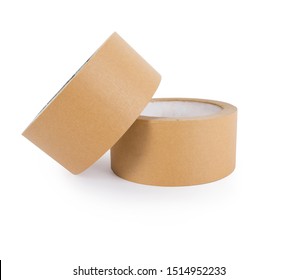 Paper Tape, Packing Tape, Brown Tape On White Background.