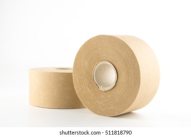 Paper Tape, Packing Tape, Brown Tape On White Background.