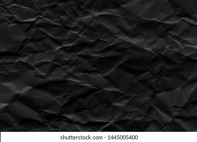 Paper Texture, A Sheet Of Black Wrinkled Paper