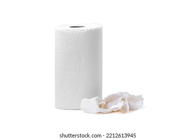 Paper Towel Garbage On Isolated White Background With Copy Space