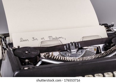 Paper In Typewriter With Dear Sir Or Madam As Text 