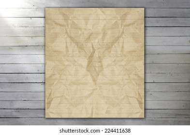 paper and wood background, creased paper texture