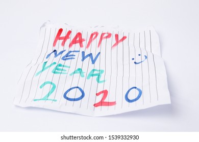 A paper wrote happy new year and happy new year 2020