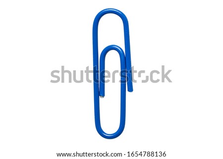 Paperclip Blue isolated on White Background Office Supplies