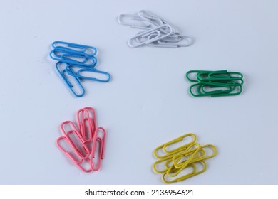 paperclip with multicolour. Pink, green,blue,white, yellow paperclip