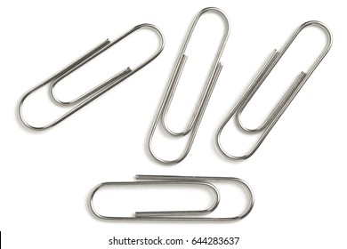 Paperclips on white background