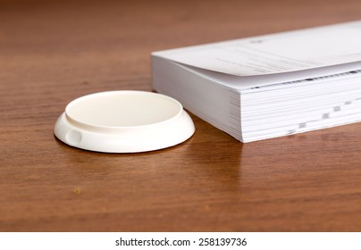 Papers for records on a table
