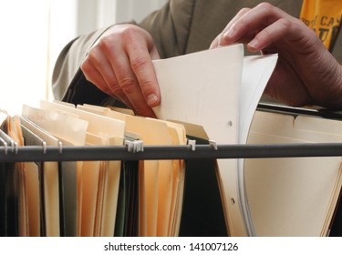 Paperwork in a filing cabinet
