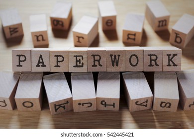 Paperwork Word In Wooden Cube - Shutterstock ID 542445421