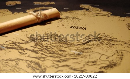 Papirus deal paper on Russian map.