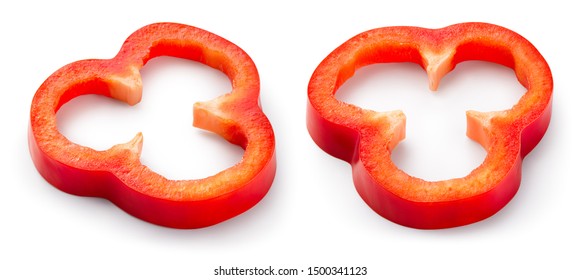 Paprika. Pepper Slice Isolated. Red Bell Pepper. Red Peppers. With Clipping Path.